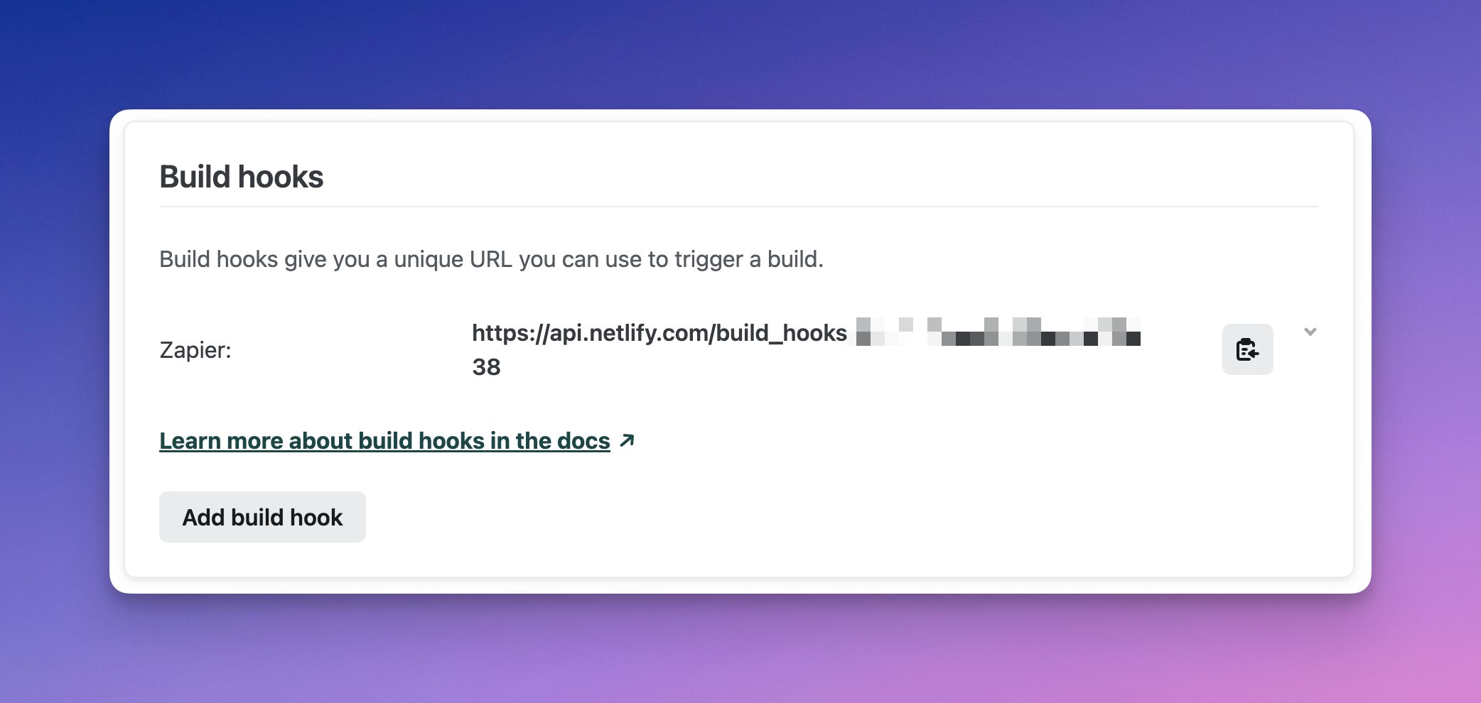 Create a build hook